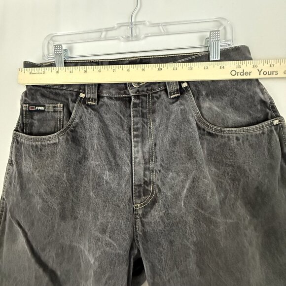 Fubu Jeans Men's Size 38 x 31 Y2K Relaxed Fit Stonewashed Black Denim Jeans - Picture 8 of 16